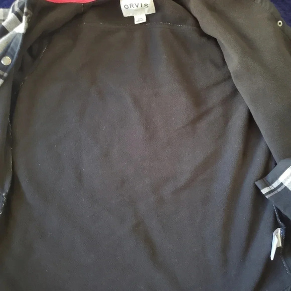 ORVIS woman's black & white plaid shirt jacket fleece lined - Picture 6 of 7